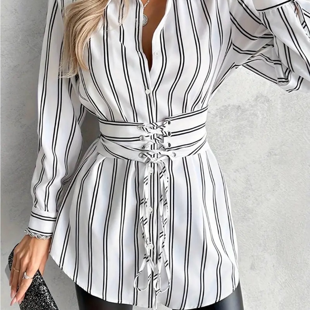 Temu - B/W Striped Blouse